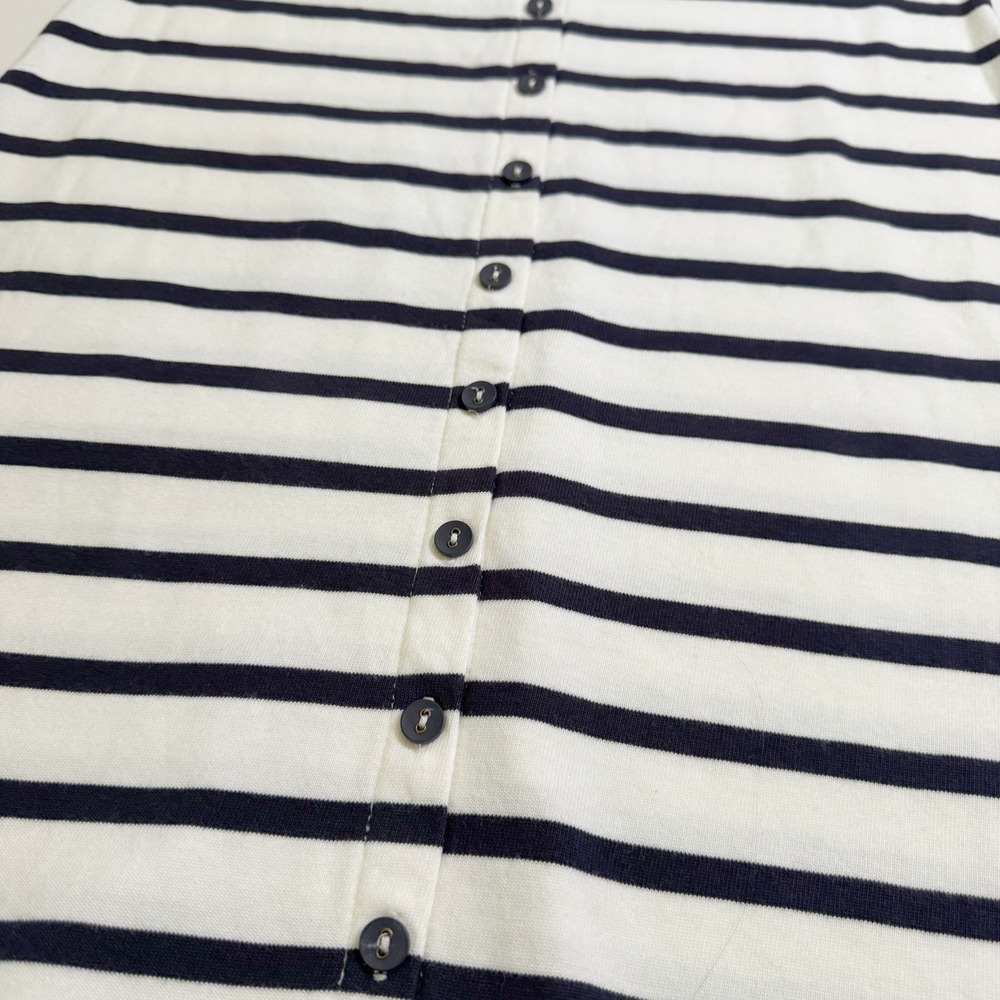 Garnet Hill Bijou Button Back Nautical Dress XS Navy Stripe Organic Cotton - Picture 6 of 6
